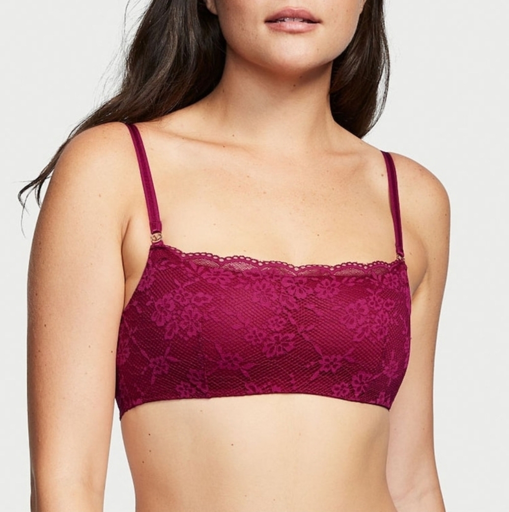 Victoria's Secret Love Cloud Claret Red Lined Wireless Lounge Bra Small DD Cup